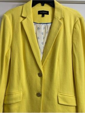Talbots Yellow Ponte Blazer Nautical Lining - 14